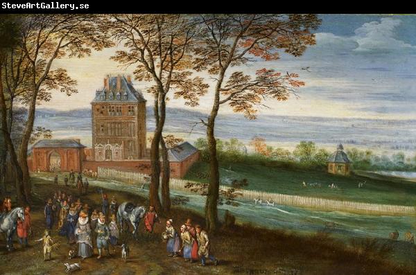 Jan Brueghel Schloss Mariemont mit Erzherzog Albrecht und Isabella